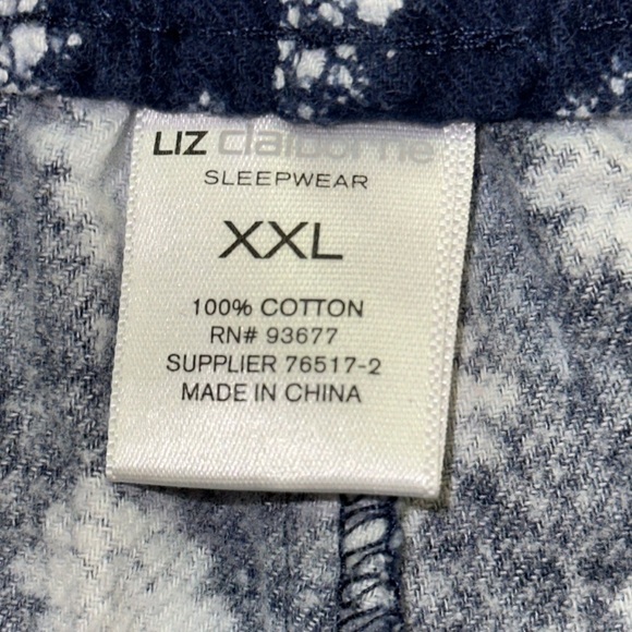 Liz Claiborne Cotton Navy w White Diamond Shapes Snowflake Straight Leg PJ 2X - Picture 4 of 5